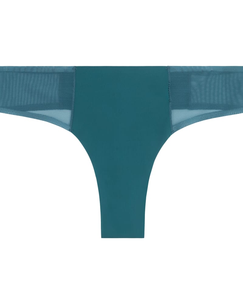 Front of a size Large Brandi Mesh Thong in Blue Ocean Coral by Uwila Warrior. | dia_product_style_image_id:242194